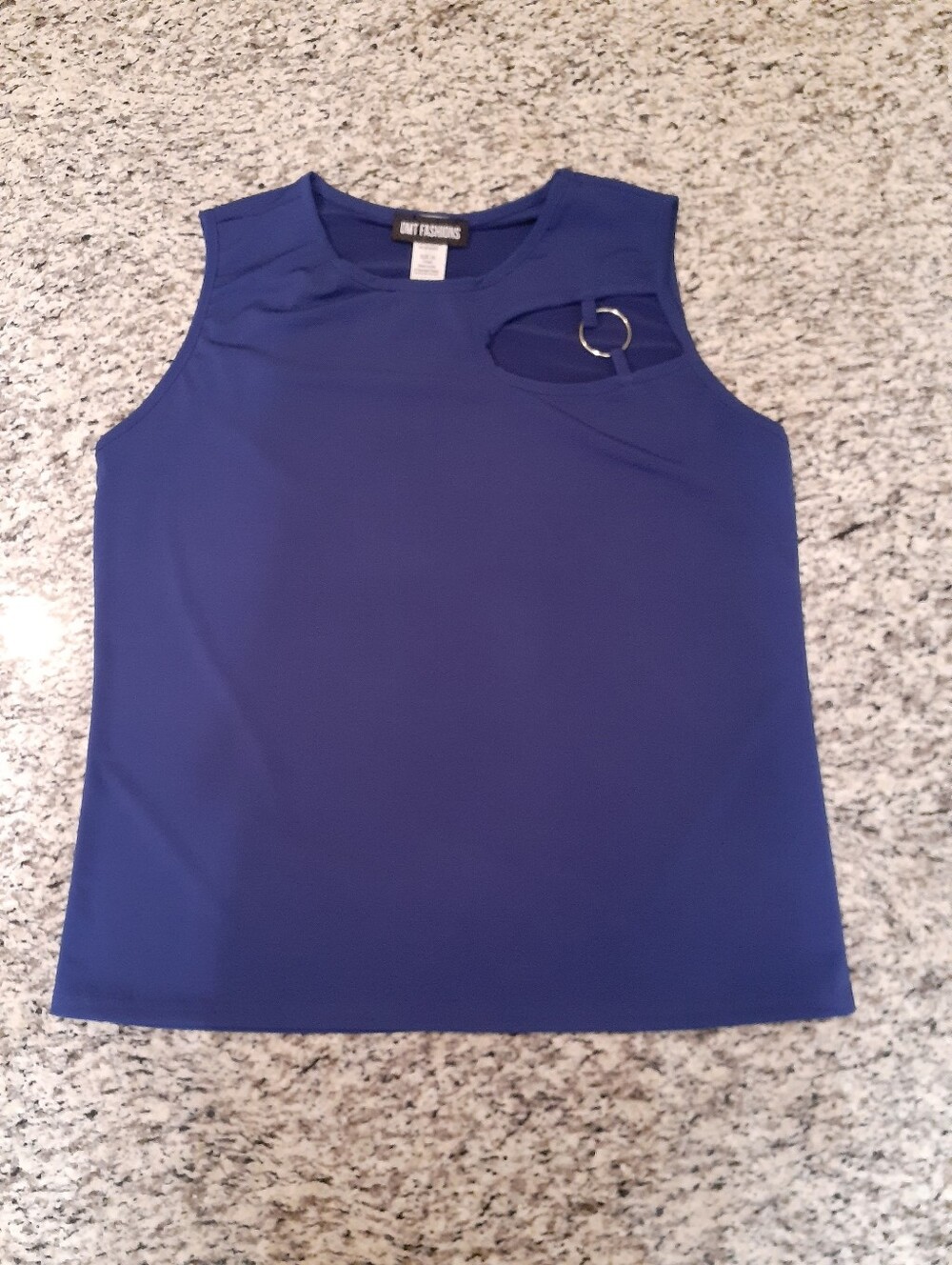 Blue Stretch Crew Neck Cut-Out Sleeveless Top 1X NWOT